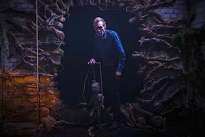 Horror movie Pinocchio Unstrung, killer puppet with Richard Brake and Evan Lloyd